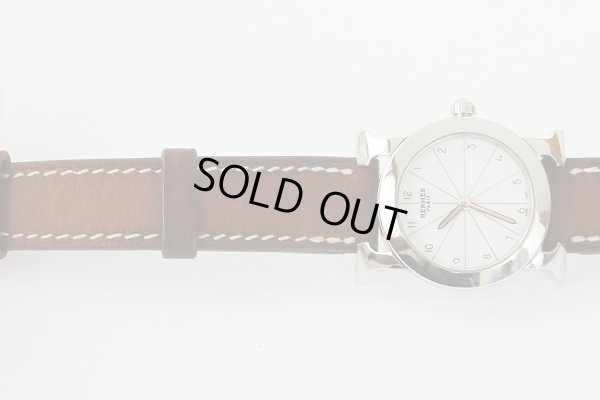 エルメス　オールアッシュロンド　HR1.210　白文字盤　革ベルト拡大