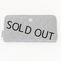 シャネル　ラウンドファスナー長サイフ　A50097　ブラック／ゴールド金具