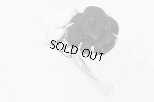 シャネル　750WG オニキスホワイトアゲートダイアイリリング J2938 6.90g　サイド