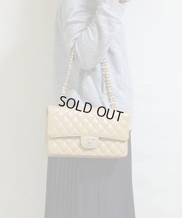 シャネル　Wチェーンショルダーバック　ベージュ／SIV金具　ショルダーサイズ