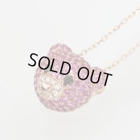 K18PG ピンクサファイア ダイアイリペンダントネックレス 0.90ct 0.10ct 3.60g