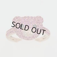 K18PG ピンクサファイア ダイアイリリング 1.30ct 0.08ct 4.50g