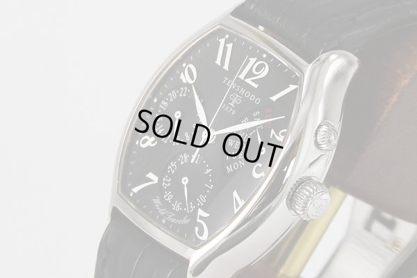 天賞堂　ワールドトラベラー　黒文字盤　サイド