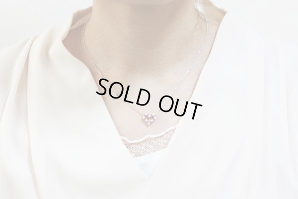 ティファニー PT950 センチメンタルハート ピンクサファイアダイアイリペンダントネックレス 3.40g　装着イメージ