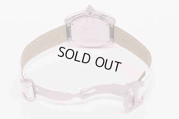 カルティエ　ロードスターSM 2675  2009年限定水色文字盤　 白(水色ステッチ）ベルト