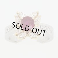 PT900/K18 ルビー ダイアイリリング 1.18ct 0.83ct 7.80g