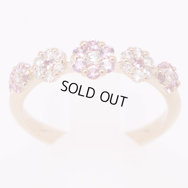 ポンテヴェキオ　K18PG ピンクサファイアダイアイリリング 0.28ｃｔ 0.20ｃｔ 3.10g