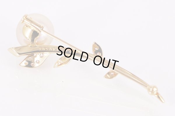 タサキ　K18 パールダイアイリブローチ 10.60mm 0.09ct 6.20g　裏面