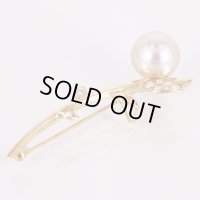 タサキ　K18 パールダイアイリブローチ 10.60mm 0.09ct 6.20g