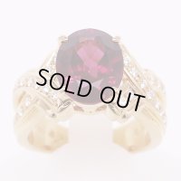 タサキ　K18 ガーネットダイアイリリング 4.56ct 0.22ct 9.30g