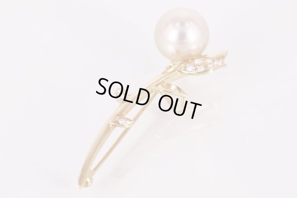 タサキ　K18 パールダイアイリブローチ 10.60mm 0.09ct 6.20g