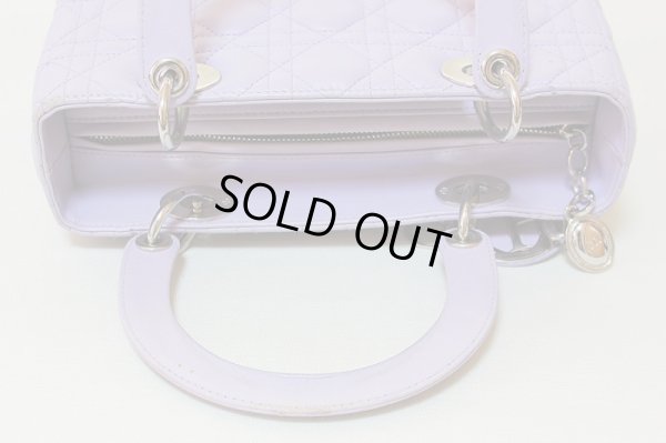 クリスチャンディオール レディディオール ハンドバック ラベンダー 持ち手の汚れ(3)