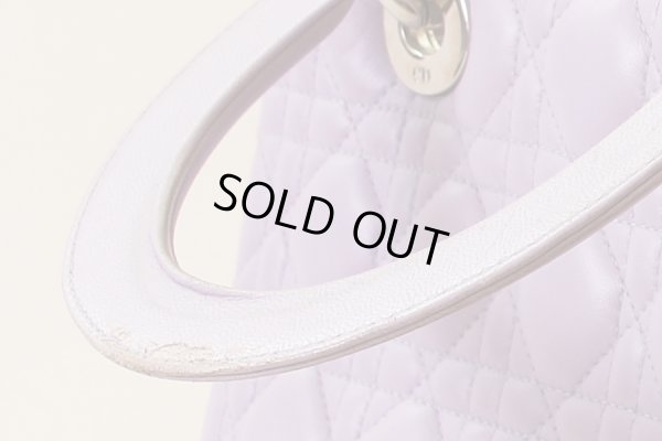 クリスチャンディオール レディディオール ハンドバック ラベンダー 持ち手の汚れ(1)