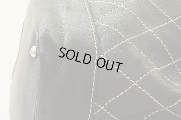 シャネル ワイルドステッチ 巾着ショルダーバック ブラック/SIV金具 わずかに角スレ