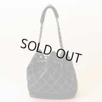 シャネル　ワイルドステッチ 巾着ショルダーバック ブラック／SIV金具