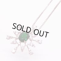 K18WG グリーングロッシュラーガーネットダイアイリペンダントネックレス 1.61ct 0.92ct 6.20g