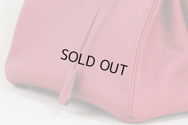 エルメス　バーキン30 ルビー／シルバー金具　サイド下部