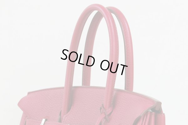 エルメス　バーキン30 ルビー／シルバー金具　サイド上部