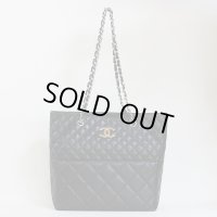 シャネル　チェーントートバック ブラック／シルバー金具