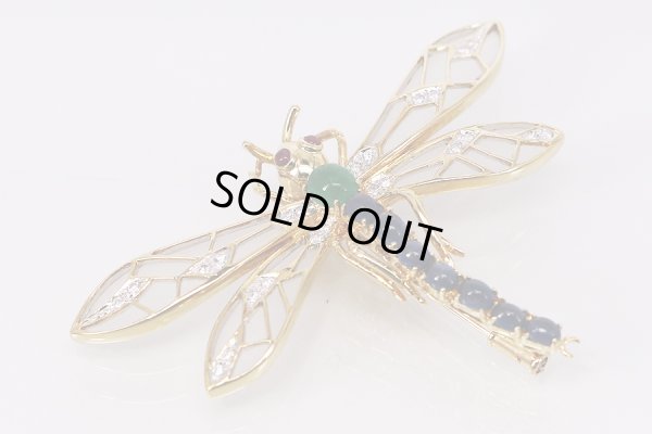 画像4: K18 ルビーエメラルドサファイアダイアイリブローチ 0.09ct 0.67ct 1.86ct 0.25ct 14.70g