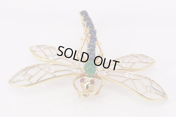 画像3: K18 ルビーエメラルドサファイアダイアイリブローチ 0.09ct 0.67ct 1.86ct 0.25ct 14.70g