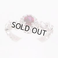 竹本出海　PT900 ルビーダイアイリリング 0.44ct 0.71ct 6.20g