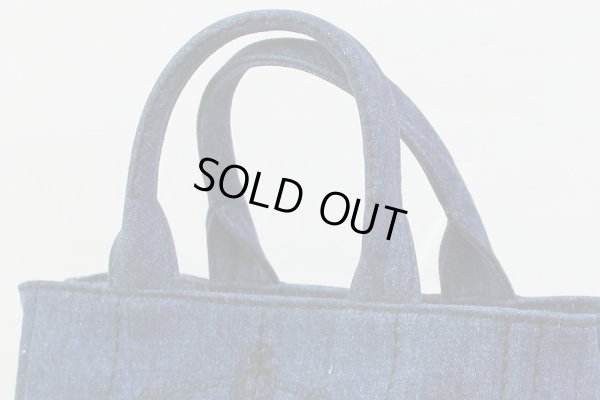 プラダ カナパトートバック 1BG439 DENIM サイド上部