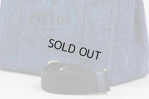 プラダ カナパトートバック 1BG439 DENIM サイド下部