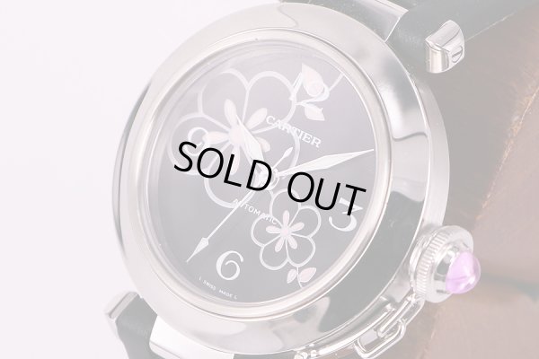 カルティエ　パシャC ウインターフラワー 2007年限定　黒文字盤　サイド