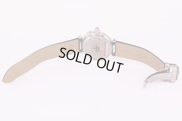 カルティエ　パシャC ウインターフラワー 2007年限定　黒文字盤　革ベルト状態