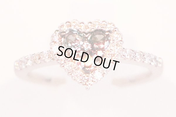PT950 アレキサンドライトダイアイリリング 0.39ｃｔ 0.39ct 4.50g　白熱光では赤系へとカラーチェンジするアレキサンドライト