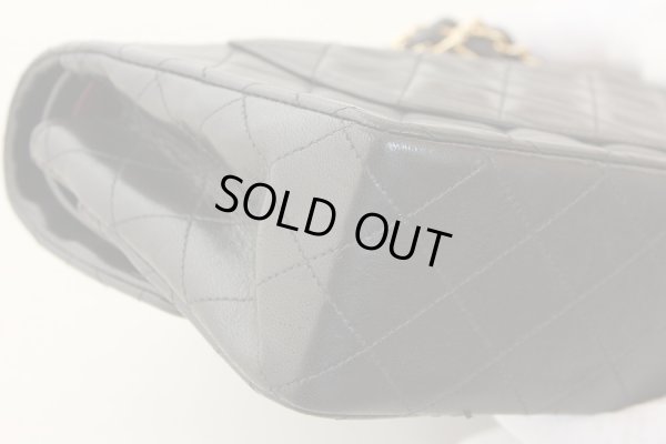 シャネル Wフラップ チェーンショルダーバック ブラック/ボルドー ゴールド金具 角