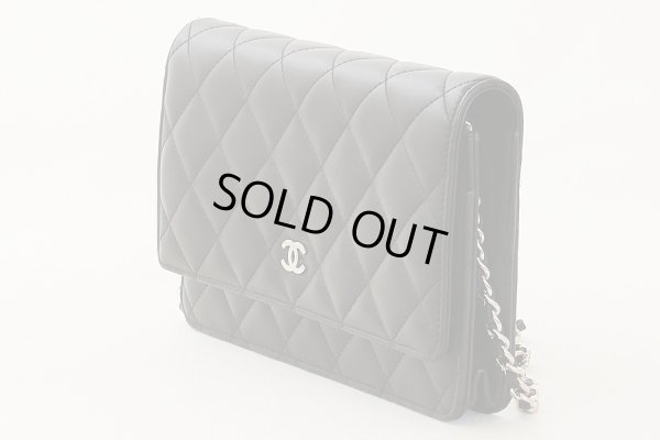 シャネル　チェーンウォレット ブラック／SIV金具　サイド