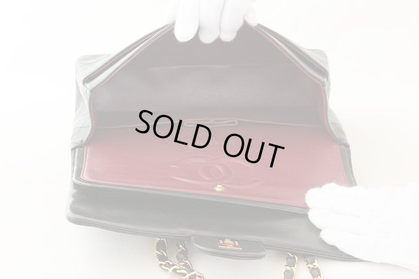 シャネル Wフラップ チェーンショルダーバック ブラック/ボルドー ゴールド金具 中身