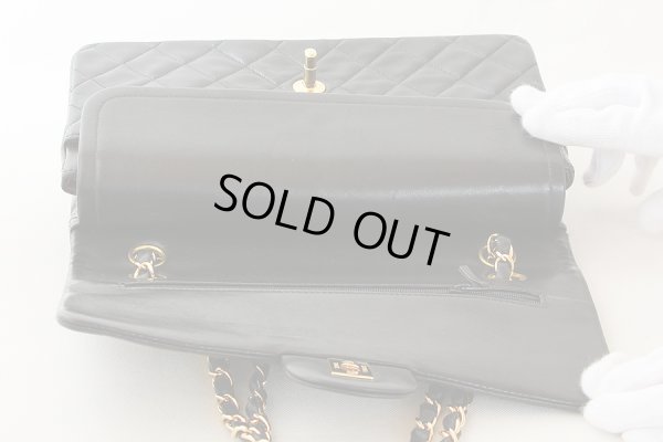 シャネル Wフラップ チェーンショルダーバック ブラック/ボルドー ゴールド金具 フラップ