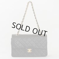 シャネル　Wフラップ チェーンショルダーバック ブラック／ボルドー ゴールド金具
