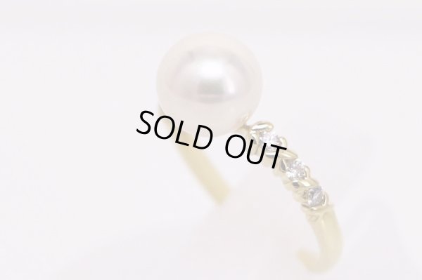 K18 パールダイアイリリング 8.30mm 0.13ct 3.30g　サイド