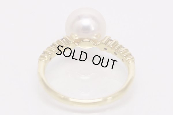 K18 パールダイアイリリング 8.30mm 0.13ct 3.30g　裏面