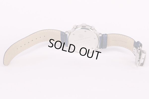 チックタック　ムーブメントインモーション　クロノグラフ　MM2004 紺文字盤　革ベルト