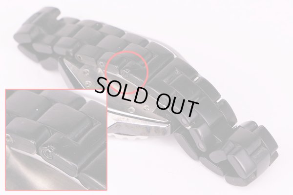 シャネル　J12 H0681　黒文字盤　ラバーブレス一部カケ有