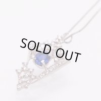 PT850/900 サファイアダイアイリペンダントネックレス 0.58ct 0.34ct 3.90g