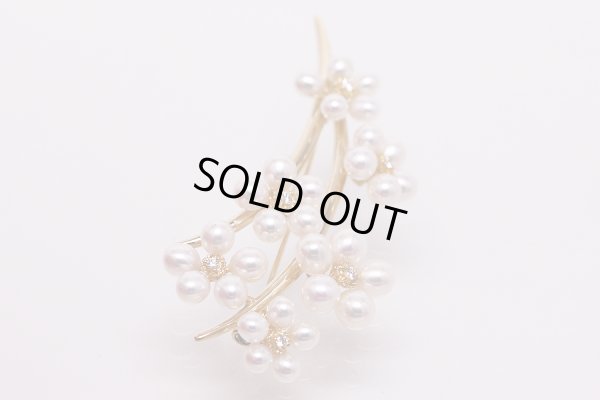 タサキ　K18 パールダイアイリブローチ 0.10ct 10.40g　サイド