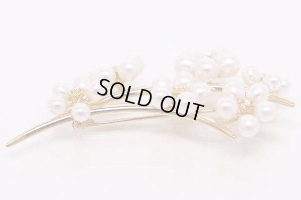 タサキ　K18 パールダイアイリブローチ 0.10ct 10.40g　裏面拡大