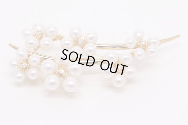 タサキ　K18 パールダイアイリブローチ 0.10ct 10.40g　表面拡大