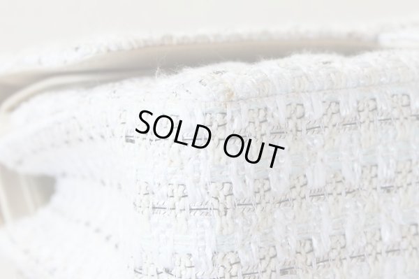 シャネル マトラッセ Wチェーンショルダーバック 白×水色/SIV金具 シミや小傷(4)