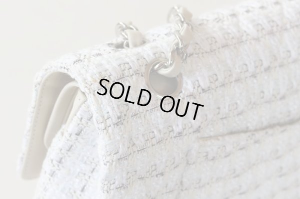 シャネル マトラッセ Wチェーンショルダーバック 白×水色/SIV金具 シミや小傷(3)