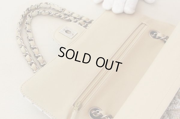 シャネル マトラッセ Wチェーンショルダーバック 白×水色/SIV金具 シミや小傷(5)