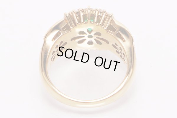 K18 エメラルドダイアイリリング 0.635ct 1.25ct 7.70g　内側