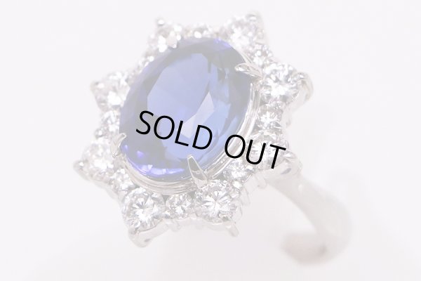 PT900 タンザナイトダイアイリリング 5.313ct 1.40ct 9.10g　サイド