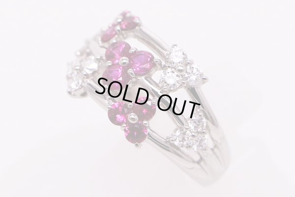 PT900 ルビーダイアイリリング 0.84ct 0.50ct 7.80g　サイド